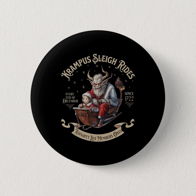 Bóton Redondo 5.08cm Krampus Sleigh Rides (Frente)