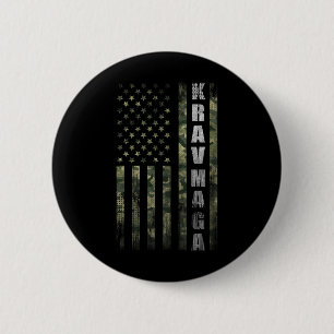Bóton Redondo 5.08cm Krav Mega Usa Camuflagem Bandeira Americana Fã Vin