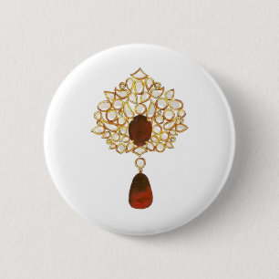 Bóton Redondo 5.08cm Kundan & ruby brooch