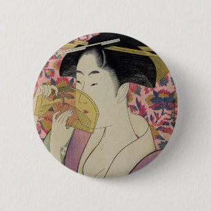 Bóton Redondo 5.08cm Kushi Comb por Kitagawa Utamaro