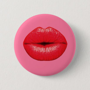 Bóton Redondo 5.08cm lábios de arte do Red Lipstick, grandes pop, de c