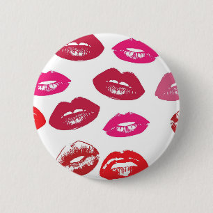 Bóton Redondo 5.08cm Lábios-Kissable (Lábios-Kissing, Lábio Vermelho e 