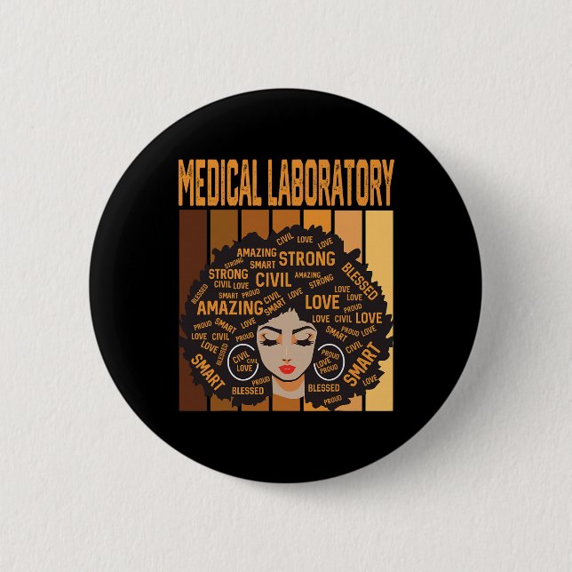Bóton Redondo 5.08cm Laboratório Médico Poderoso Mês da História Negra  (Frente)
