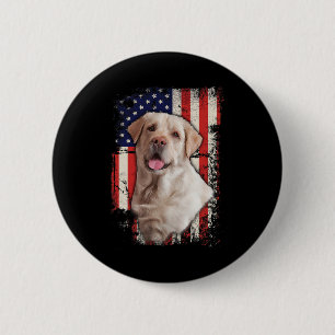 Bóton Redondo 5.08cm Labrador amarelo Patriótico Cachorro da bandeira a