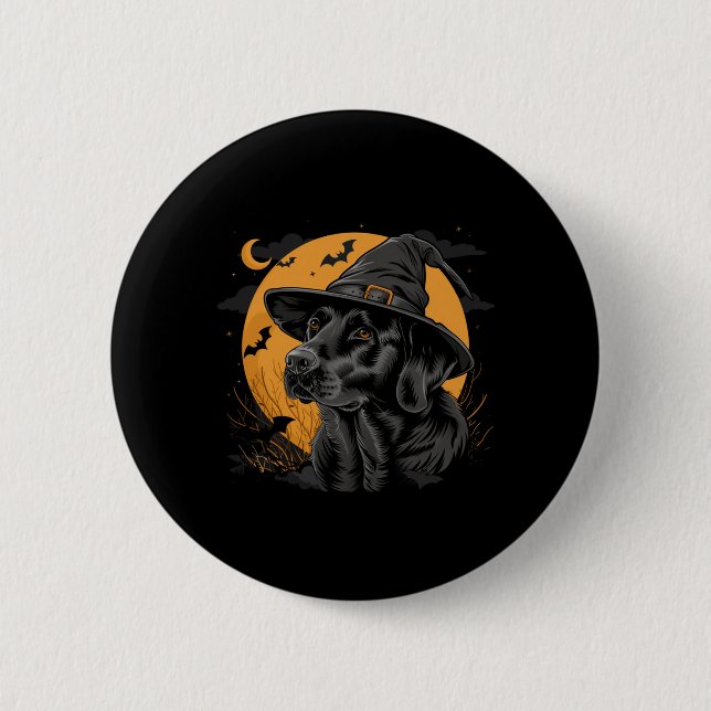 Bóton Redondo 5.08cm Labrador Halloween Engraçado Cachorro Preto Lab Mo (Frente)