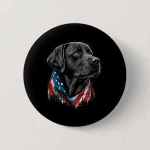Bóton Redondo 5.08cm Labrador Patriota Americano Preto Usa 4 De Julho