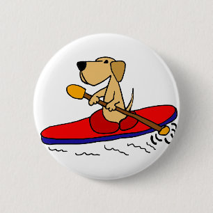 Bóton Redondo 5.08cm Labrador retriever amarelo engraçado que Kayaking