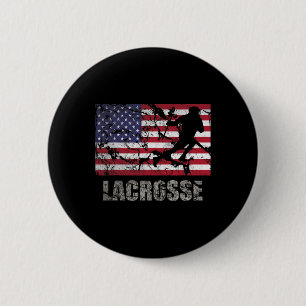 Bóton Redondo 5.08cm Lacrosse American Flag Usa Flag Fan Vintage Retro