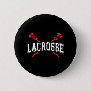 Bóton Redondo 5.08cm Lacrosse Red Crossed Sticks para jovens ou adultos