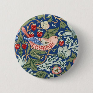 Bóton Redondo 5.08cm Ladrão de Morango William Morris Azul Marinho Cora