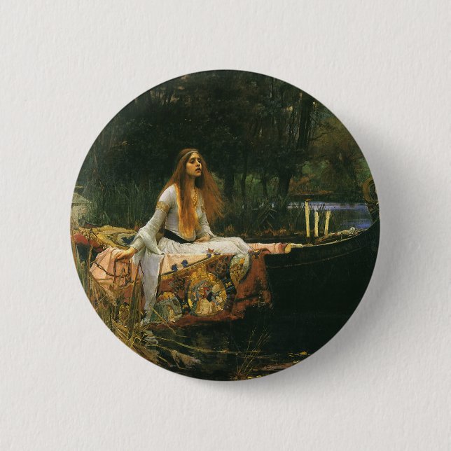 Bóton Redondo 5.08cm Lady Shalott On Boat por John William Waterhouse (Frente)