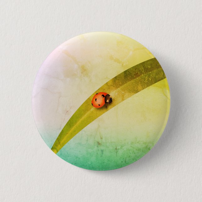 Bóton Redondo 5.08cm Ladybug Leaf (Frente)