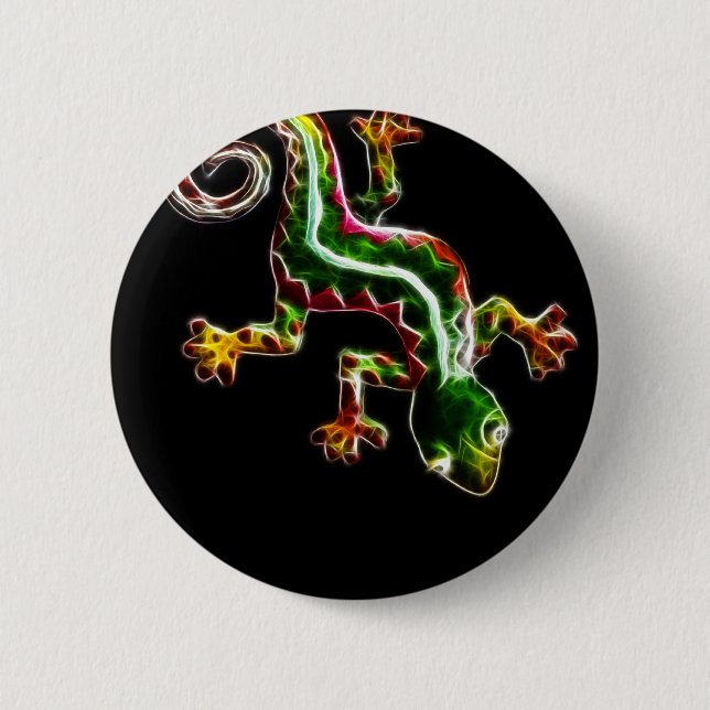 Bóton Redondo 5.08cm Lagarto de Fractalius (Frente)