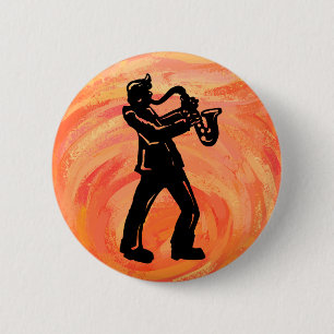 Bóton Redondo 5.08cm Laranja-saxofone de Nova York Boogie Noite