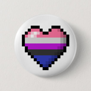 Bóton Redondo 5.08cm Large Pixel Heart Design in Gender Fluid Flag