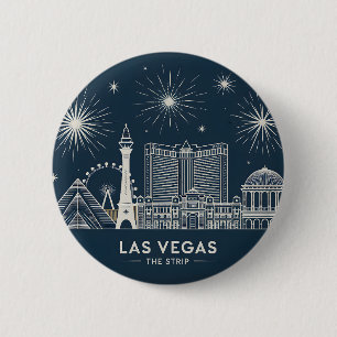 Bóton Redondo 5.08cm Las Vegas Strip Nevada Skyline Line Art Cityscape