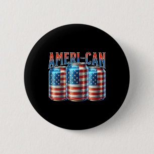 Bóton Redondo 5.08cm Lata de Cerveja Americana Engraçada Bandeira Patri