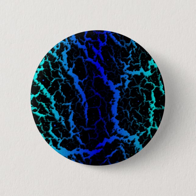 Bóton Redondo 5.08cm Lava de espaço rachada - Ciano/Azul (Frente)