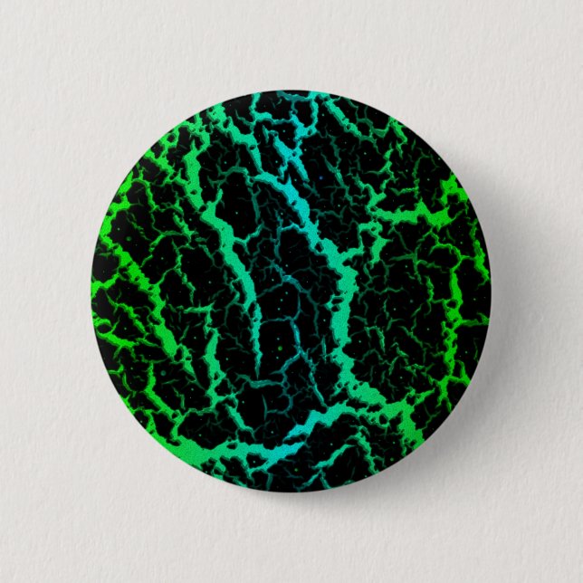 Bóton Redondo 5.08cm Lava de espaço rachada - Verde/Ciano (Frente)