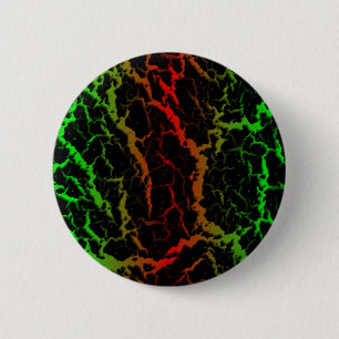 Bóton Redondo 5.08cm Lava de espaço rachada - Verde/Vermelho