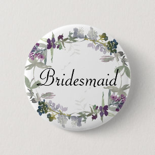 Bóton Redondo 5.08cm Lavanda Floral Bridesmaid das Flores de Água