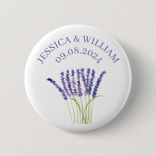 Bóton Redondo 5.08cm Lavanda Herb aquarela rústica púrpura floral 