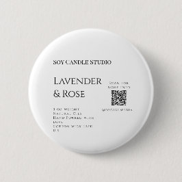 Bóton Redondo 5.08cm Lavanda soy candela com rosa adicione q r código t