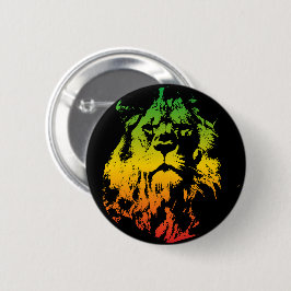 Bóton Redondo 5.08cm Leão Colorido de Bandeira do Rasta jamaicano