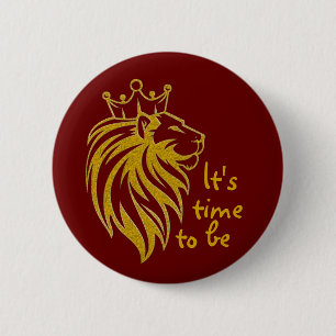 Bóton Redondo 5.08cm Leão com Coroa - Estilo Dourado 2