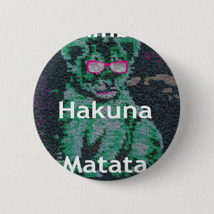 Bóton Redondo 5.08cm Leão Verde com Óculos Rosa "Hakuna Matata" Arte