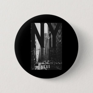 Bóton Redondo 5.08cm Legal Cidade de Nova York Resumo Skyline, Preto &
