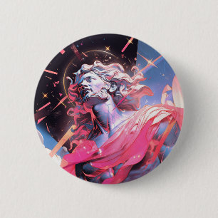 Bóton Redondo 5.08cm Legal estátua Vaporwave de David em Rosa