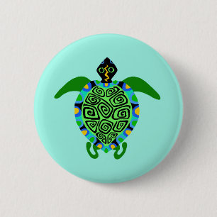 Bóton Redondo 5.08cm Legal mar TURTLE - Botão azul-Aqua