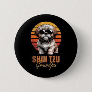 Bóton Redondo 5.08cm Legal Shih Tzu Avô Retro Divertido Cão Vintage