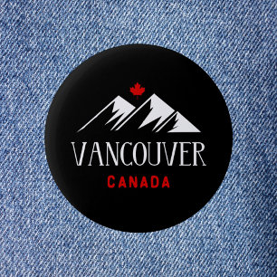 Bóton Redondo 5.08cm Legal Vancouver Canadá Montanhas Maple Leaf Dark