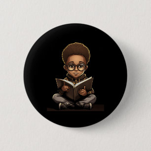 Bóton Redondo 5.08cm Leitura de Livro Afro Americano Africano Leitor Li