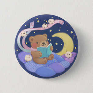 Bóton Redondo 5.08cm Leitura de Urso de Teddy com Ilustração de Monstro