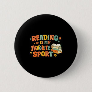 Bóton Redondo 5.08cm Leitura vintage é esporte favorito livro engraçado