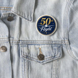 Bóton Redondo 5.08cm lembrança de viagem de avião de ouro do 50º voo