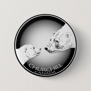 Bóton Redondo 5.08cm Lembranças de Churchill Camisas de Urso Polar Arte