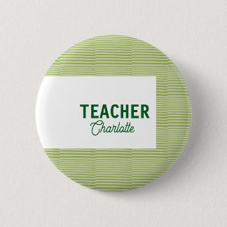 Bóton Redondo 5.08cm Lemon green white stripes teacher professor name c