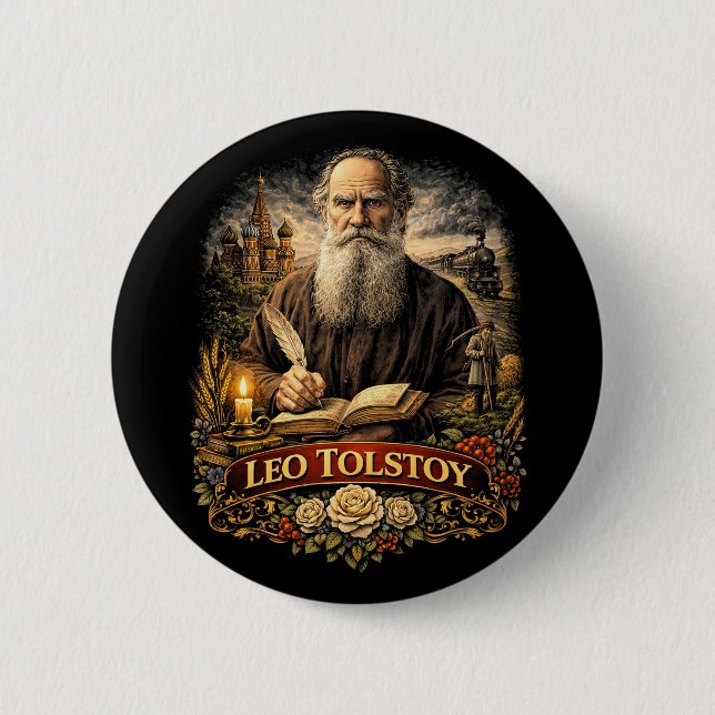Bóton Redondo 5.08cm Leo Tolstoy (Frente)