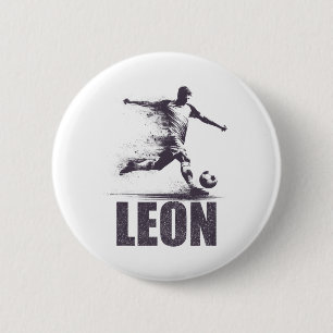 Bóton Redondo 5.08cm Leon Futebol Meninos Nome Personalizado Leon