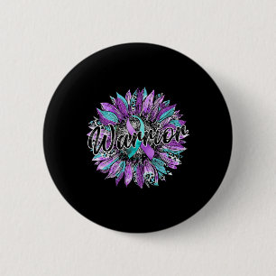 Bóton Redondo 5.08cm Leopard Sunflower Warrior Teal E Purple Suicídio