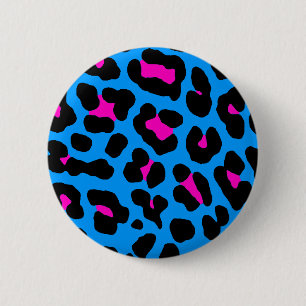 Bóton Redondo 5.08cm Leopardo do azul do vintage do tigre 80s de Corey