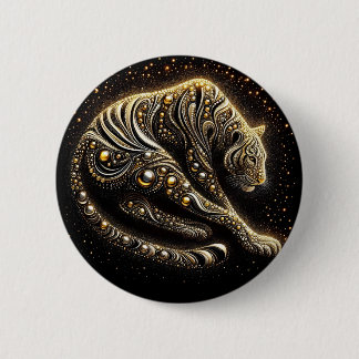 Bóton Redondo 5.08cm Leopardo Preto e Dourado