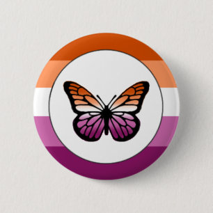 Bóton Redondo 5.08cm Lesbian Pride Butterfly Pin