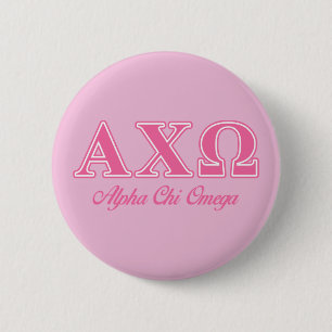 Bóton Redondo 5.08cm Letras Rosa Alphi Chi Omega