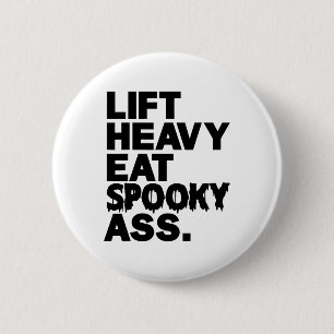 Bóton Redondo 5.08cm Levante Pesado Coma Assustador Engraçado Halloween