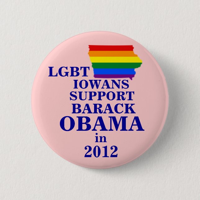 Bóton Redondo 5.08cm LGBT Iowans para Obama 2012 (Frente)